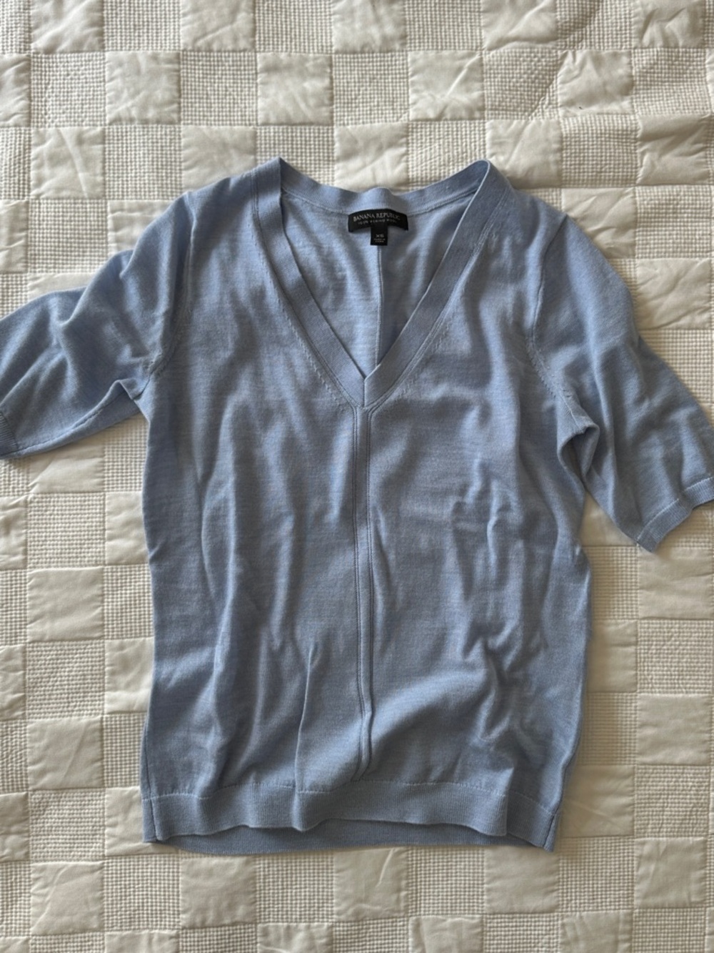 Banana Republic Light Blue Merino Wool V-Neck Sweater